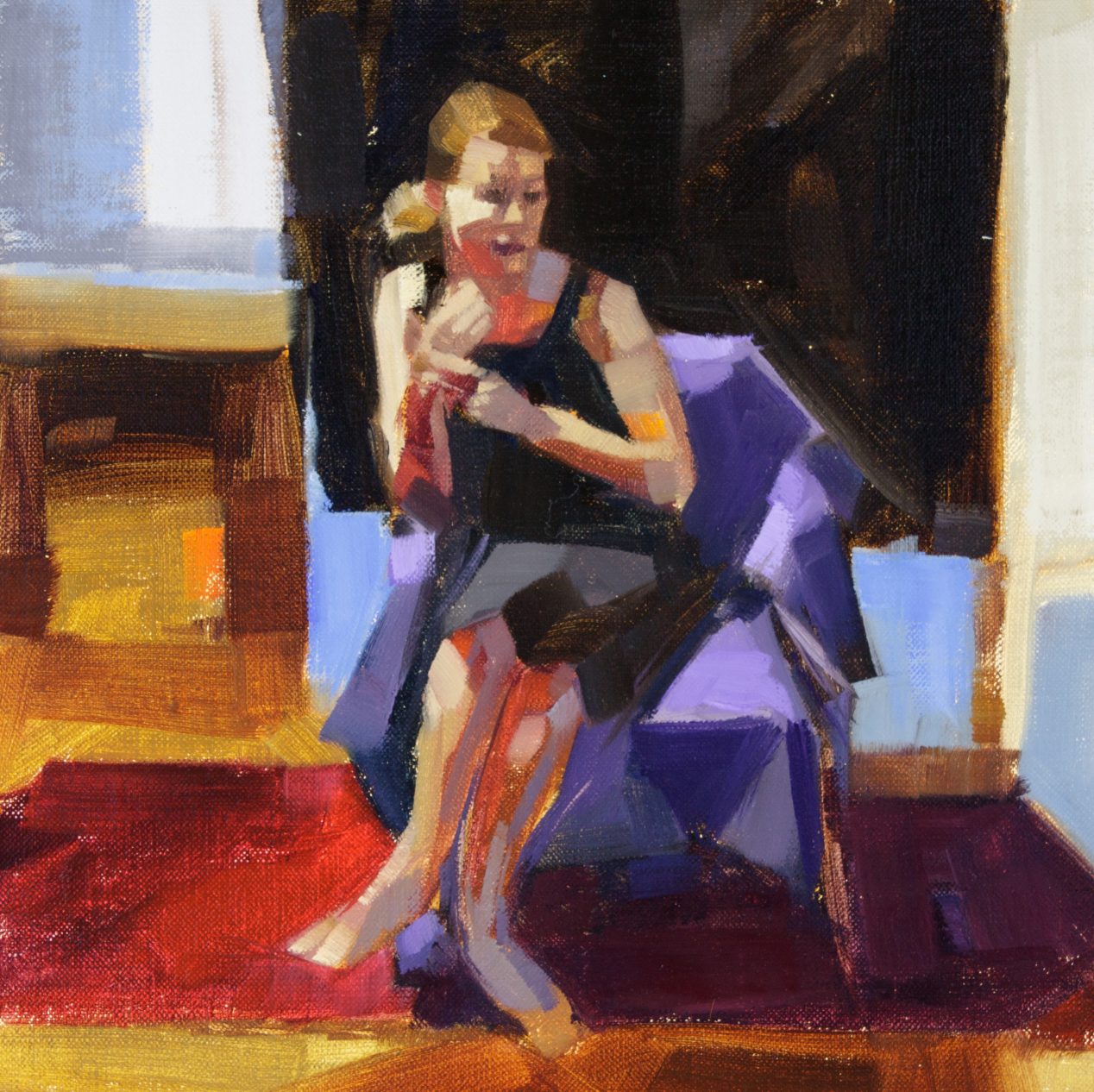 Painting of a woman seated in a chair