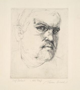 Self Portrait etching by Thomas Cornell