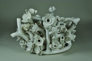 Anat Shiftan ceramic floral sculpture in white