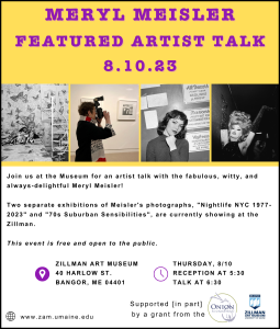Meryl Meisler Featured Artist Talk, August 10th, 2023, from 5:30-7 pm.