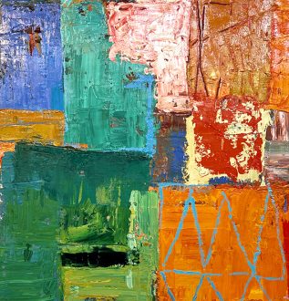 James Linehan abstract painting in a variety of colors and textures